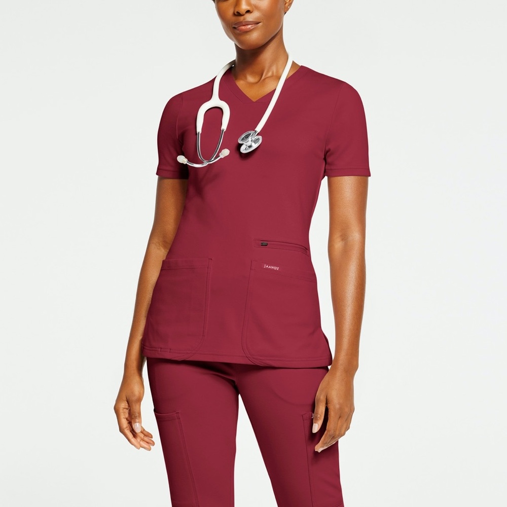 JAANUU 4 pocket V-neck scrub top